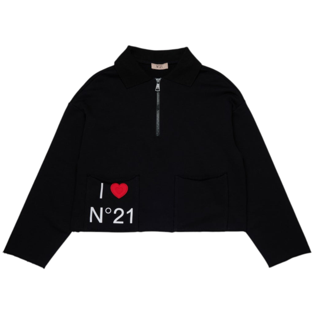 No. 21 Black Felpa Half Zip Sweatshirt