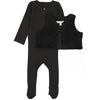 Ann of Nan Velour Baby Black Vest w/ Footie
