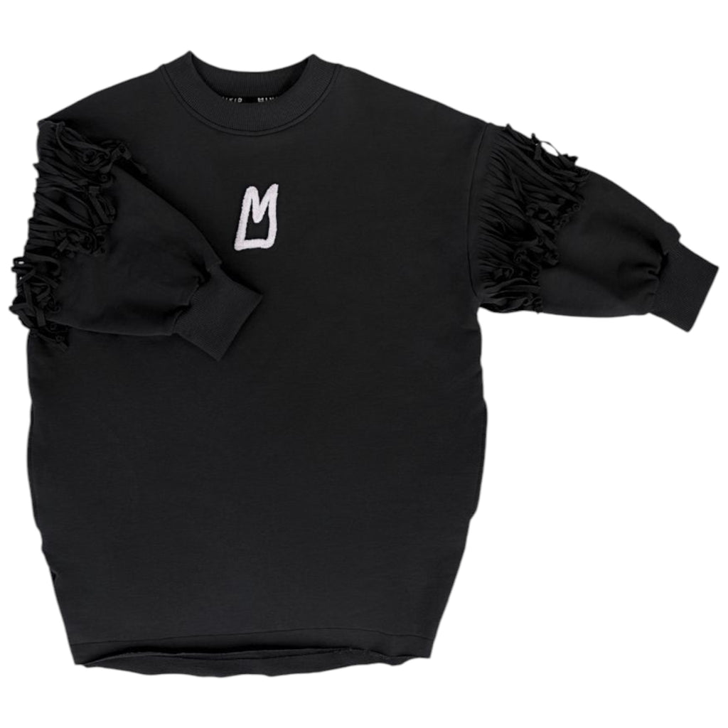 Minikid Fringe Black Dress
