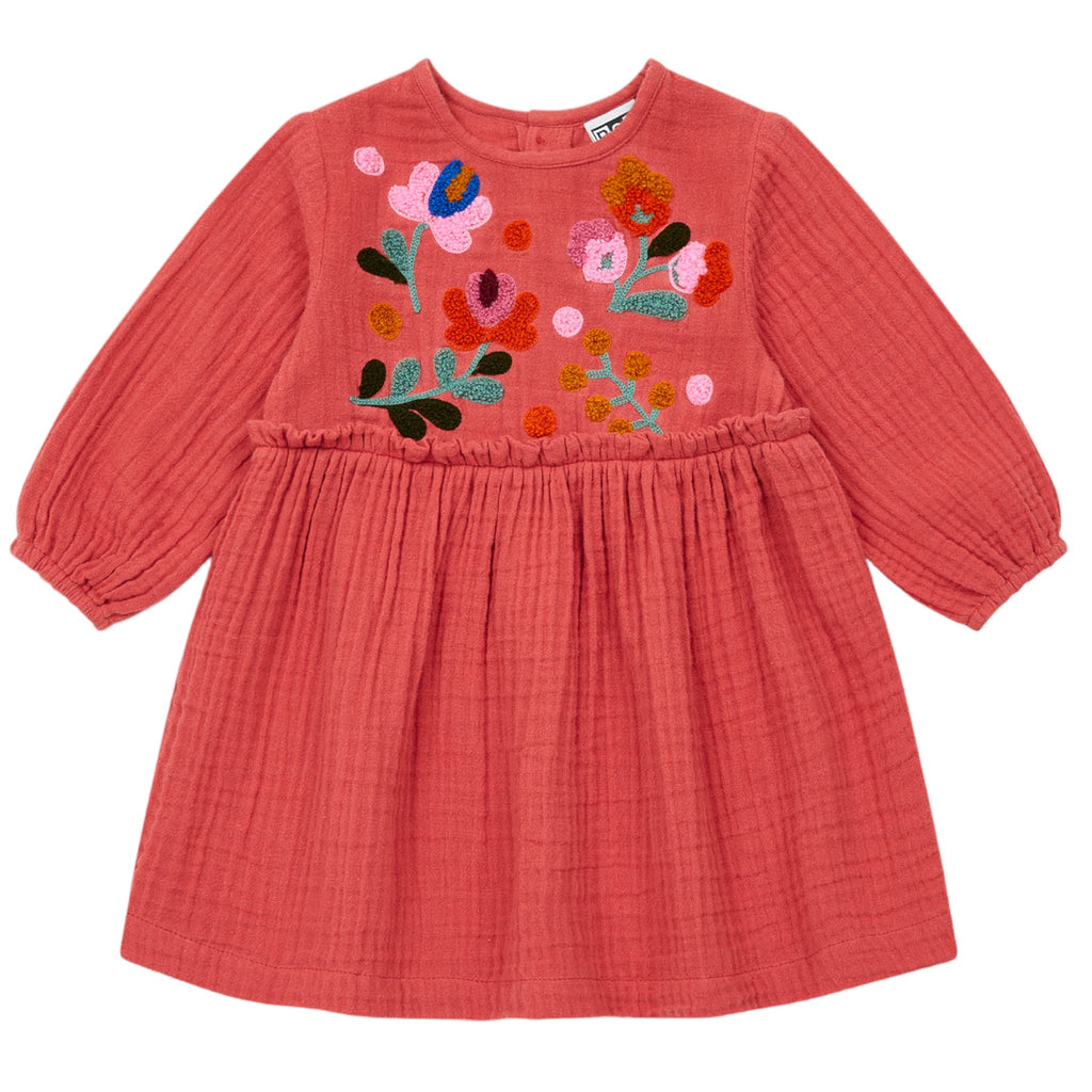 Bonton Folie Robe Bebe Rose Wood Double Gaze - Macaroni Kids