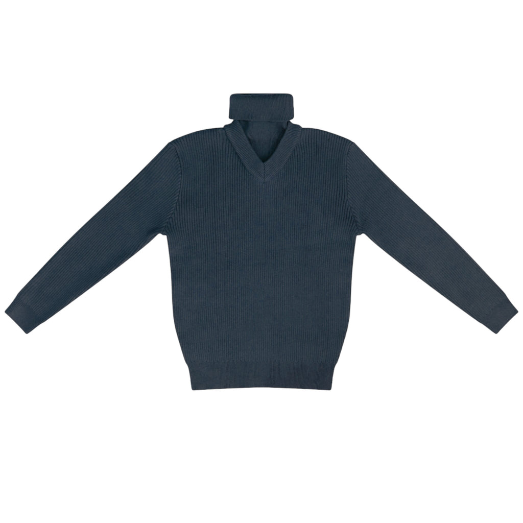 Kipp Rib Turtleneck Sweater - Blue Grey - Macaroni Kids