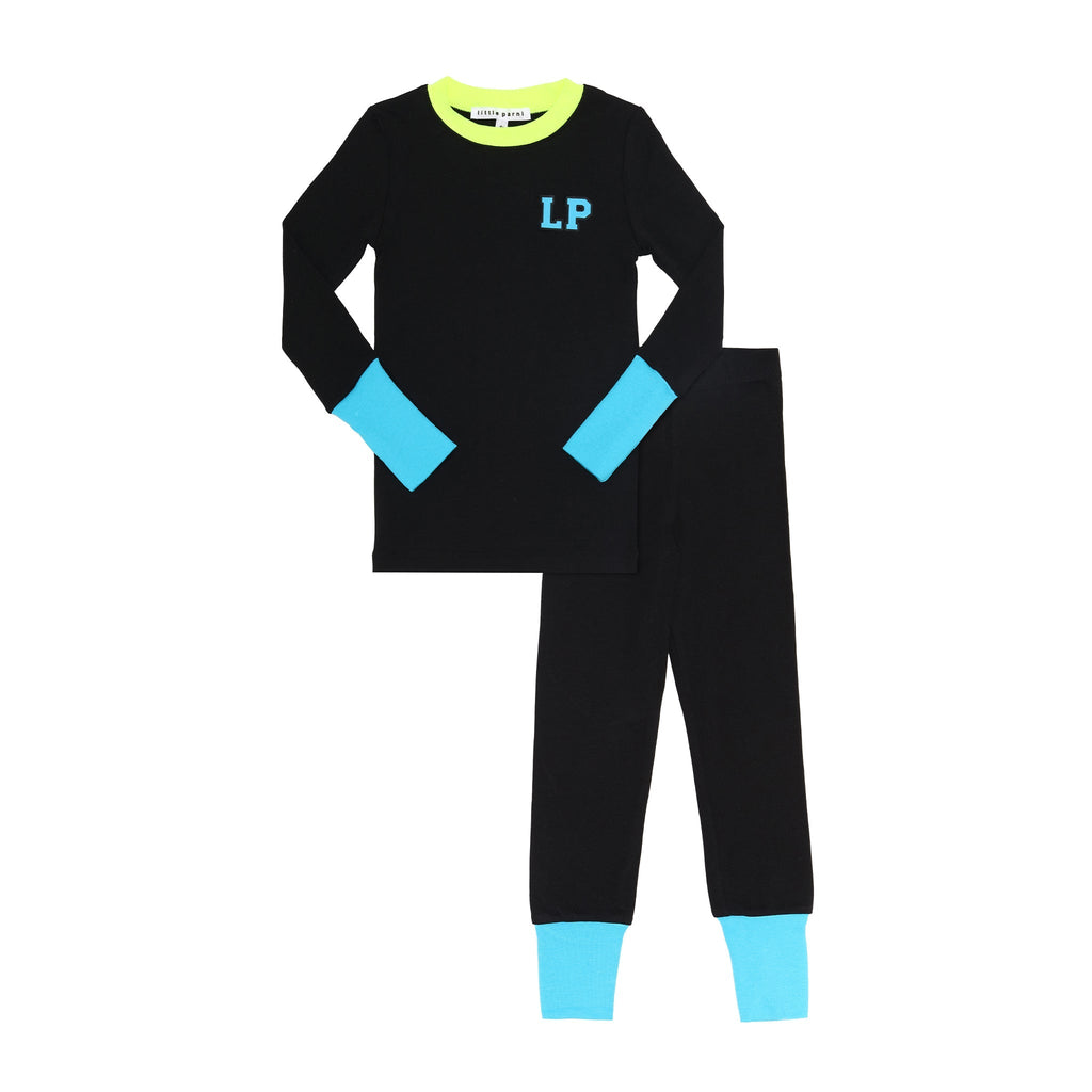 Little Parni Black/Blue Neon Pajamas with LP PJ68 - Macaroni Kids