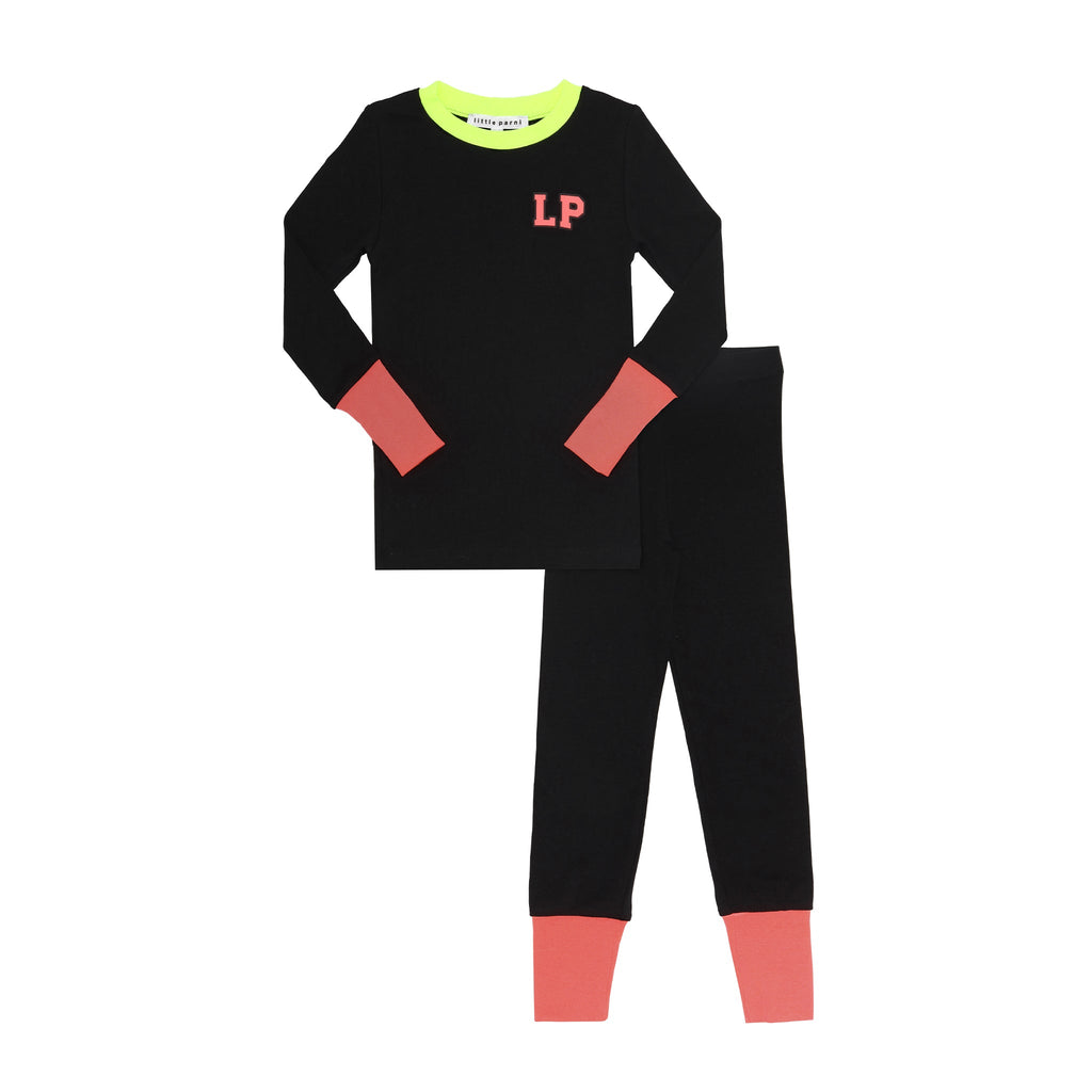 Little Parni Black/Pink Neon Pajamas with LP PJ68 - Macaroni Kids