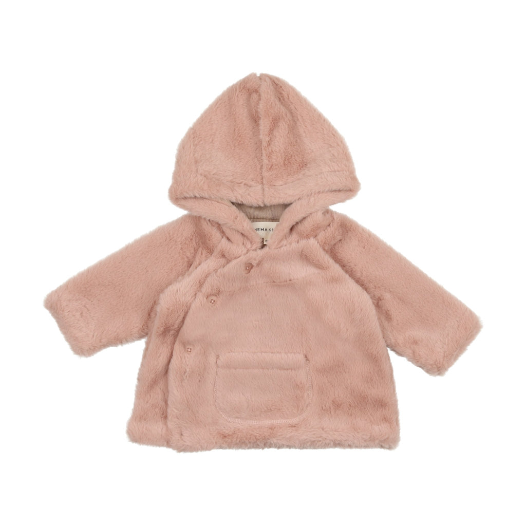Mema Knits Fur Baby Jacket Pink - Macaroni Kids