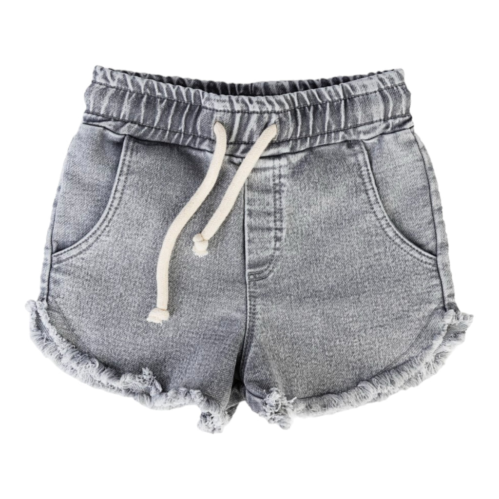 Minikid Vintage Grey Jeans Shorts Raw - Macaroni Kids