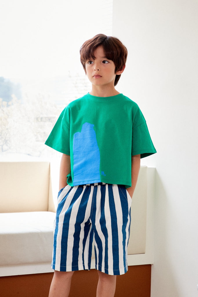 Momohanipopo Multi Paint T-Shirt Green - Macaroni Kids