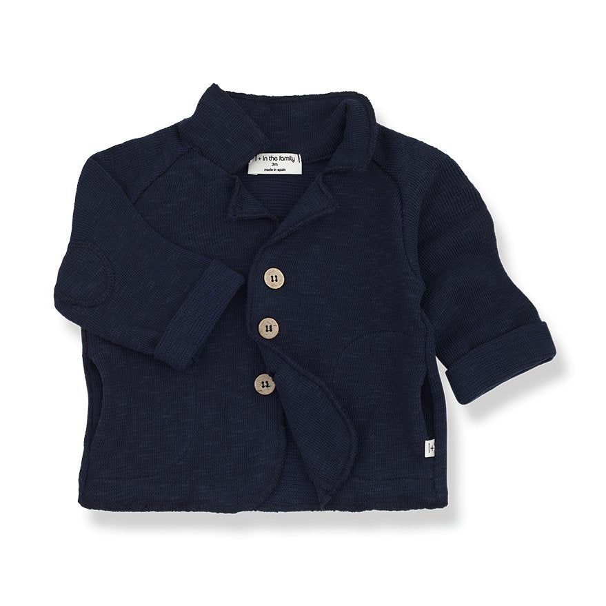 One More In The Family Albano Slub Cotton Fleece Blazer - Macaroni Kids