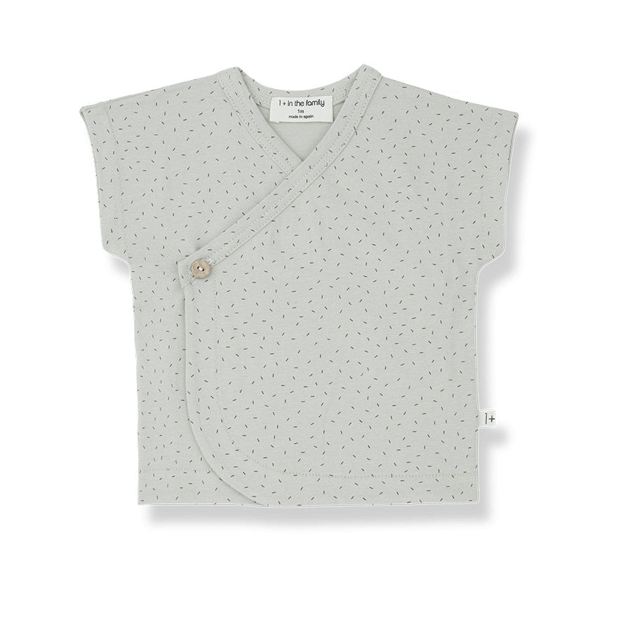 One More In The Family Asha Newborn Short Sleeve Printed Wrap Top - Macaroni Kids