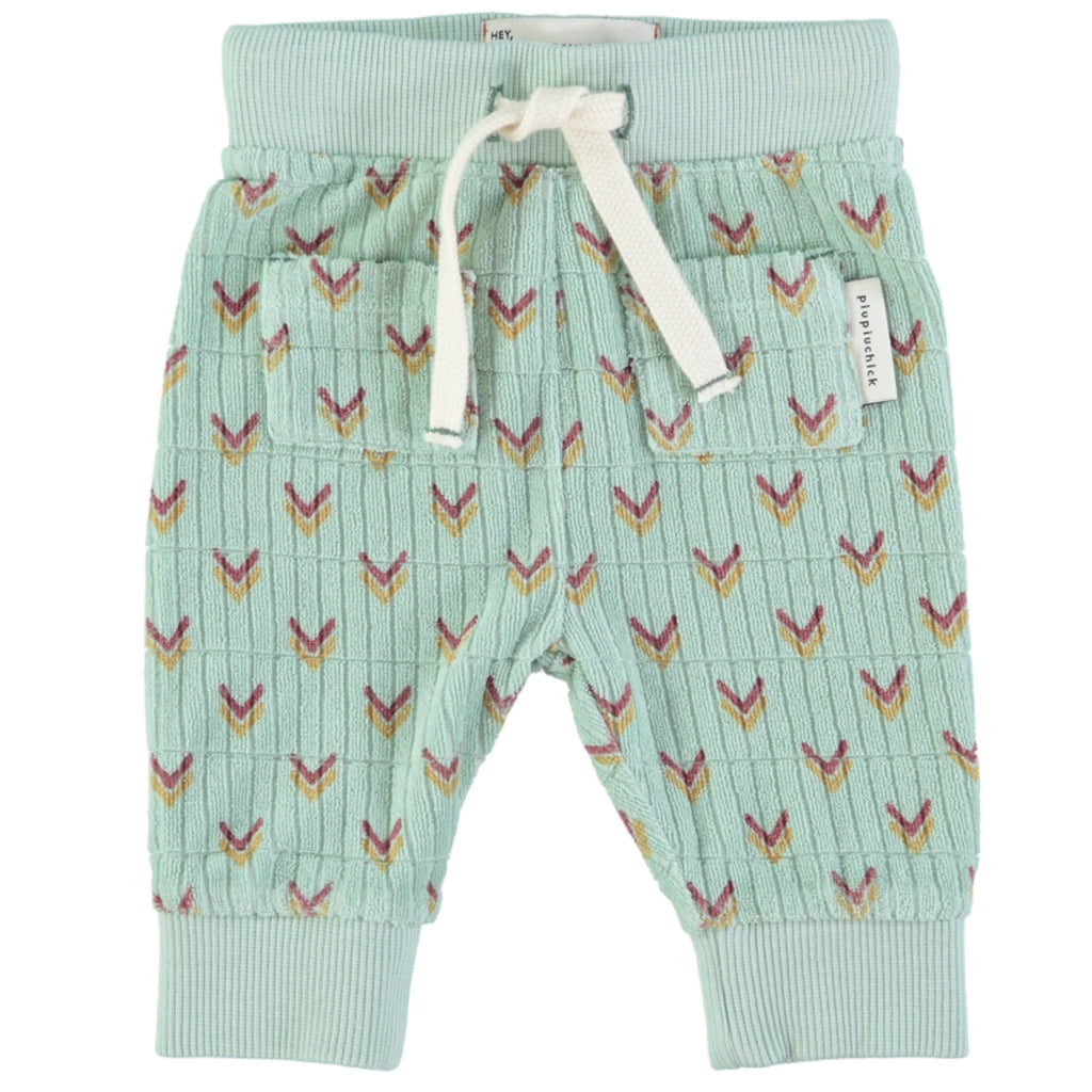Piupiuchick Baby Trousers Terry Cotton - Green with Multicolor Arrows - Macaroni Kids
