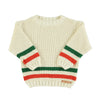 Piupiuchick Ecru w/ Multicolor Stripes Knitted Sweater - Macaroni Kids