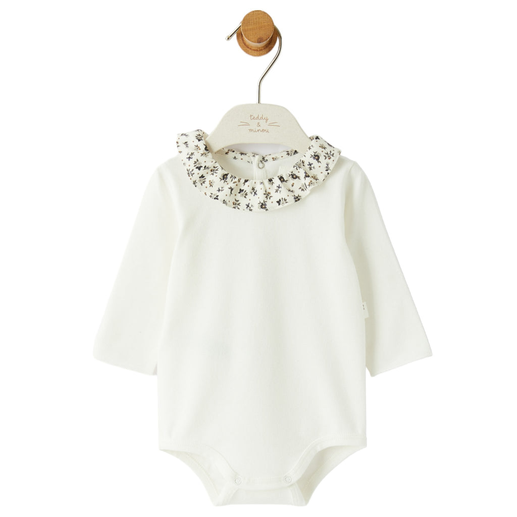 Teddy & Minou Girl Full Sleeves Cream Bodysuit - Macaroni Kids