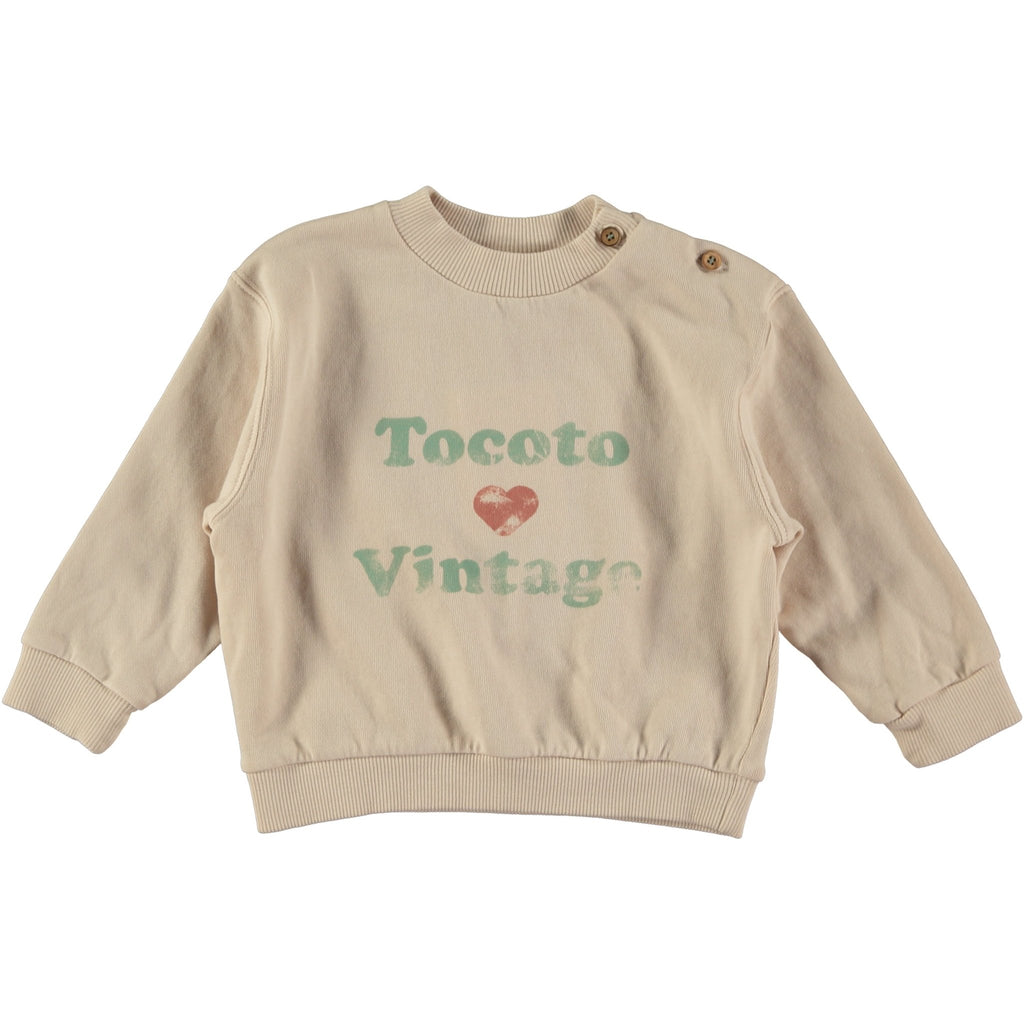 Tocoto Vintage Beige Baby Tocoto Love Vintage Sweatshirt - Macaroni Kids