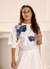 Gem Puff Sleeves White/Skyway Blouse