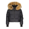 Denali Outerwear Child Classic Black Coat with fur and Keychain Detail