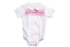Mode Avant Paris White Romper with Hotpink Smocking