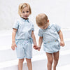 Retrokid Alfie Cotton Baby Boy Button Up Blue Printed Set