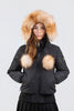 Ellabee Fashions Layla Canvas Pom-Pom Black Gold Fox Bomber.