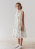 Petite Amalie Doily Applique Voile Sleeveless Spring Meadow Print Dress