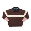 Birnham on the Sea Ribbed Sleeve Collar Brown and Cream Sweatshirt.