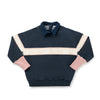 Birnham on the Sea Ribbed Sleeve Collar Navy and Cream Sweatshirt.