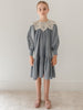 Petite Amalie Cord Crochet Steel Blue Collar Dress 1243