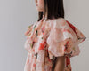 Petite Amalie Short Sleeve Peach Peony Collar Print Dress