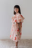 Petite Amalie Elbow Sleeve Peach Peony Collar Print Dress