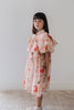 Petite Amalie Elbow Sleeve Peach Peony Collar Print Dress