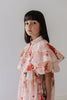 Petite Amalie Elbow Sleeve Peach Peony Collar Print Dress