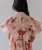 Petite Amalie Elbow Sleeve Peach Peony Collar Print Dress