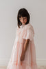 Petite Amalie Elbow Sleeve Poppy Lace Trim Soft Peach Dress