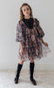 Petite Amalie Vintage Yoke Tulle Romantic Floral Print Smock Dress