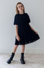 Petite Amalie Vertical Lace Velvet Navy/Black Dress