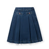 Birnham on the Sea Pleated Pocket Dark Denim Skirt.