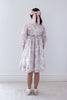 Petite Amalie Elbow Sleeve Organza Vintage Wallpaper Print Dress