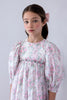 Petite Amalie Elbow Sleeve Organza Vintage Wallpaper Print Dress