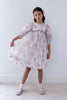 Petite Amalie Elbow Sleeve Organza Vintage Wallpaper Print Dress