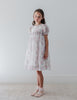 Petite Amalie Short Sleeve Organza Vintage Wallpaper Print Dress