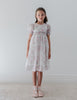 Petite Amalie Short Sleeve Organza Vintage Wallpaper Print Dress