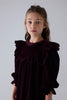 Petitte Amalie Lace Trim Velvet Dark Cherry Dress.