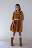 Petitte Amalie Poplin Ribbon Lace Caramel/Ivory Dress.