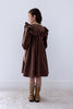 Petitte Amalie Ruffle Yoke Cord Chocolate Dress.