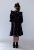 Petite Amalie Ruffle Yoke Cord Black Ditsy Dress