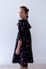 Petite Amalie Ruffle Yoke Cord Black Ditsy Dress