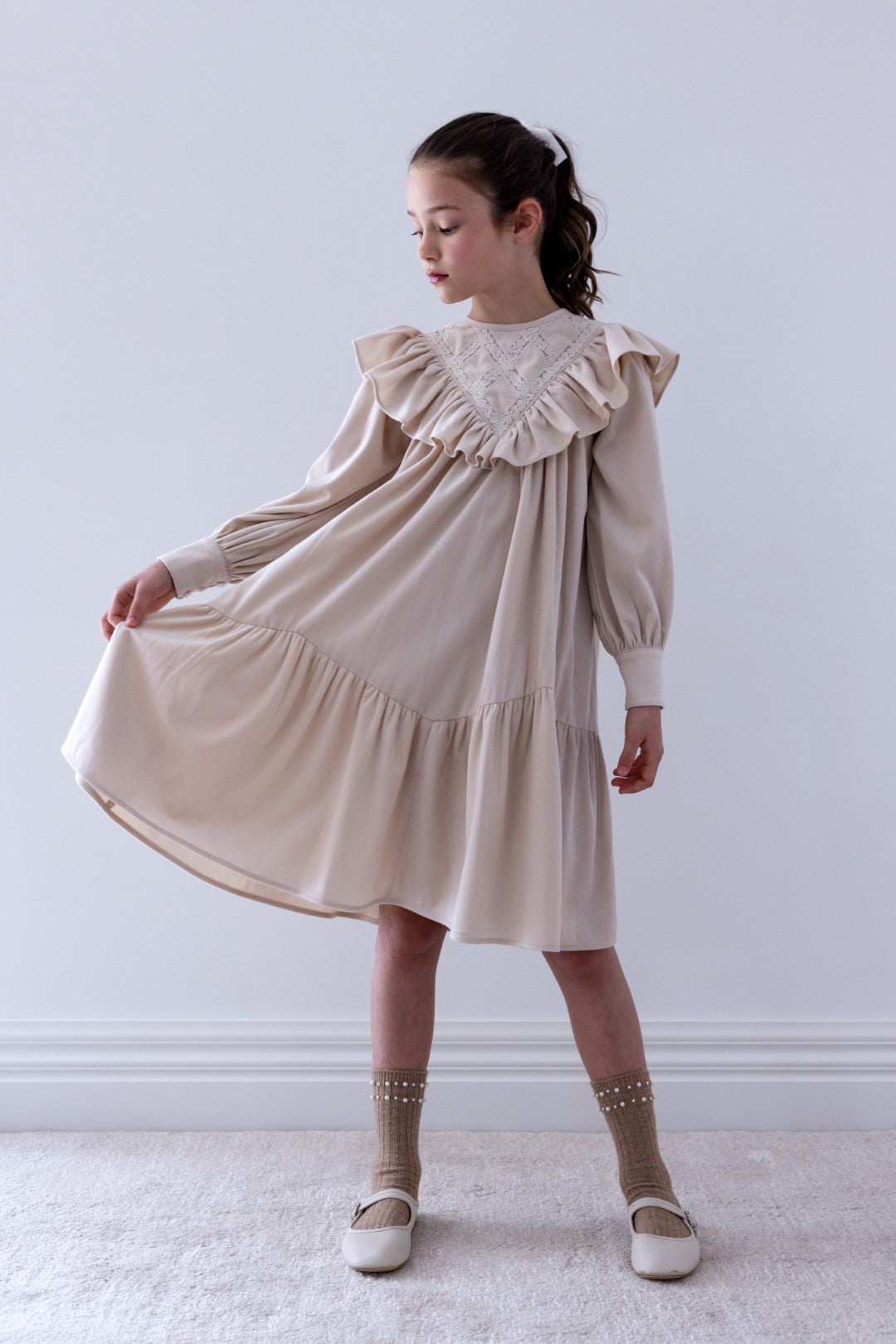 Petite Amalie Criss Cross Cord Winter Snow Dress