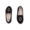 Camille Kids Emblem Black Velvet Shoes