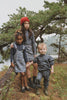 Farren and Me Mockneck Navy Liberty Print T-Shirt.