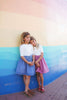 Calla Lili Girl Long Sleeve White/Blue Tshirt