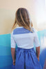Calla Lili Girl Long Sleeve White/Blue Tshirt