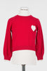 Twinset Crewneck Knit with Hearts Magenta/White Sweater.